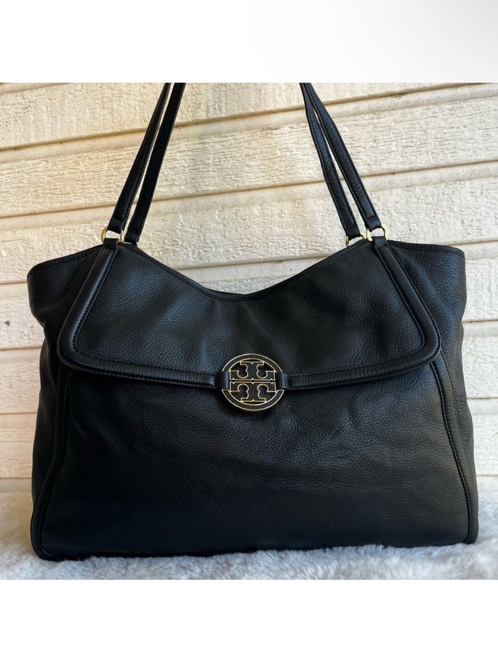 TORY BURCH Black XL Amanda Marion Travel JUMBO Fleming Emerson Tote Shoulder Bag